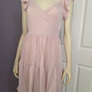 Caution To The Wind Pink Striped Midi Dress